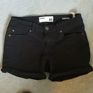 Black denim shorts